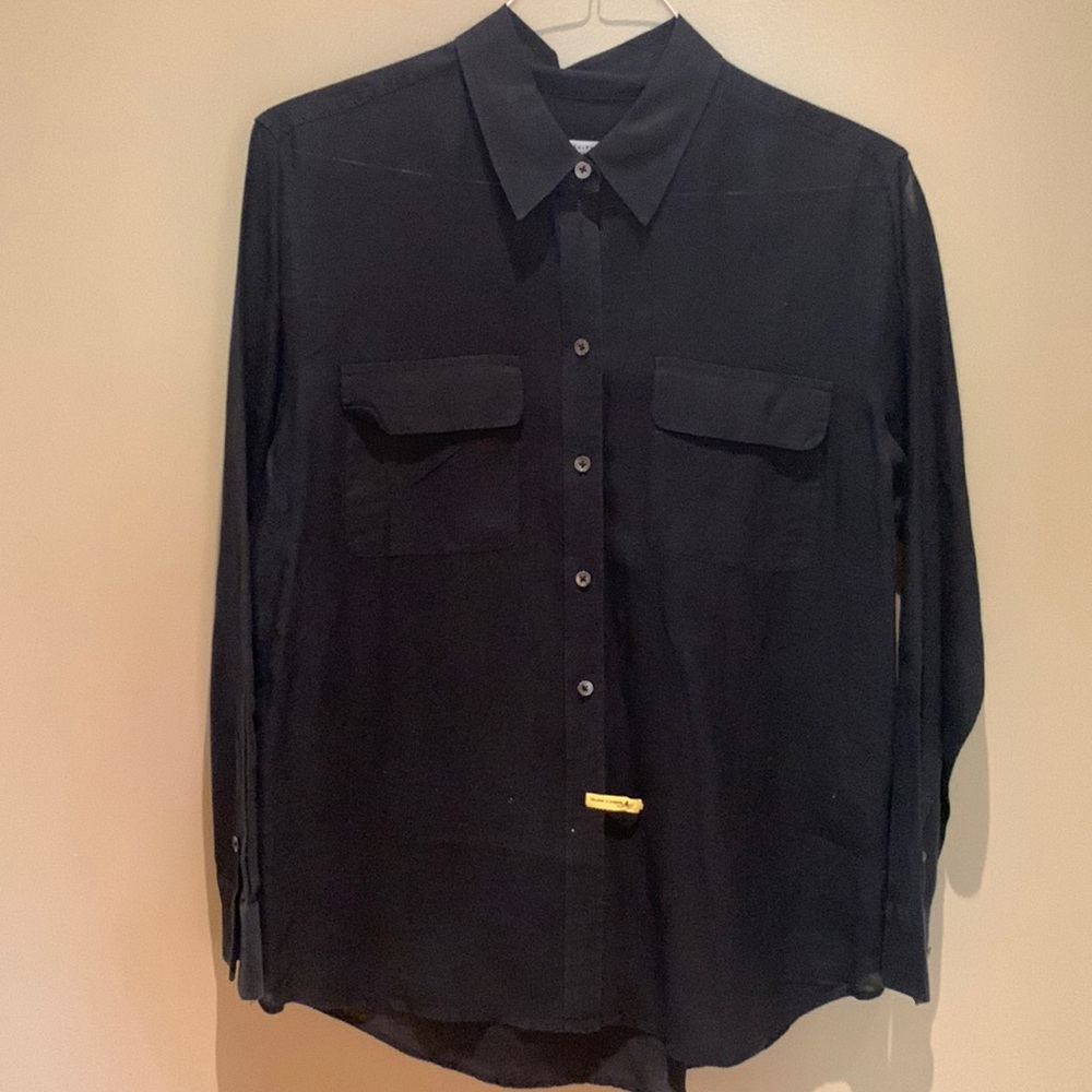 Equipment Black Linen Button Down Shirt